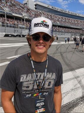 Daytona International Speedway White Racing Cap with Checkered Details